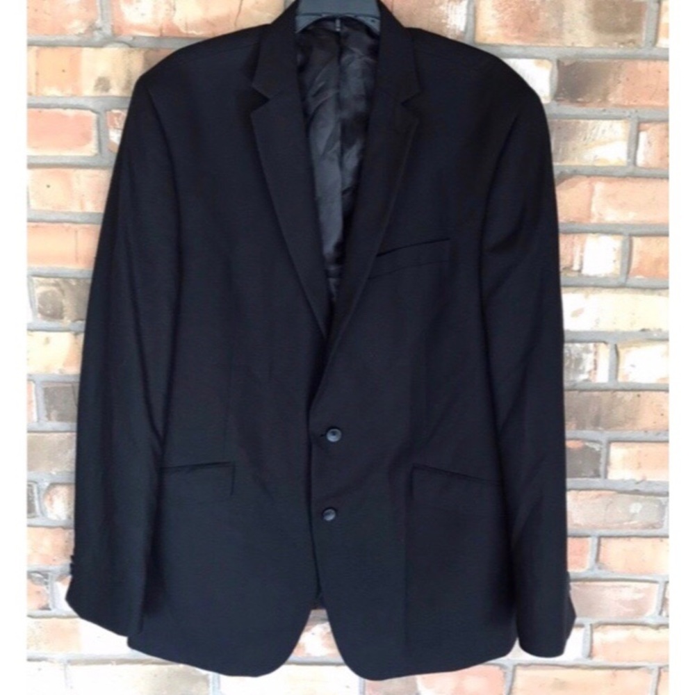 Kenneth Cole Reaction Men’s 2 Button Black Blazer Sports Coat Size 46 Long